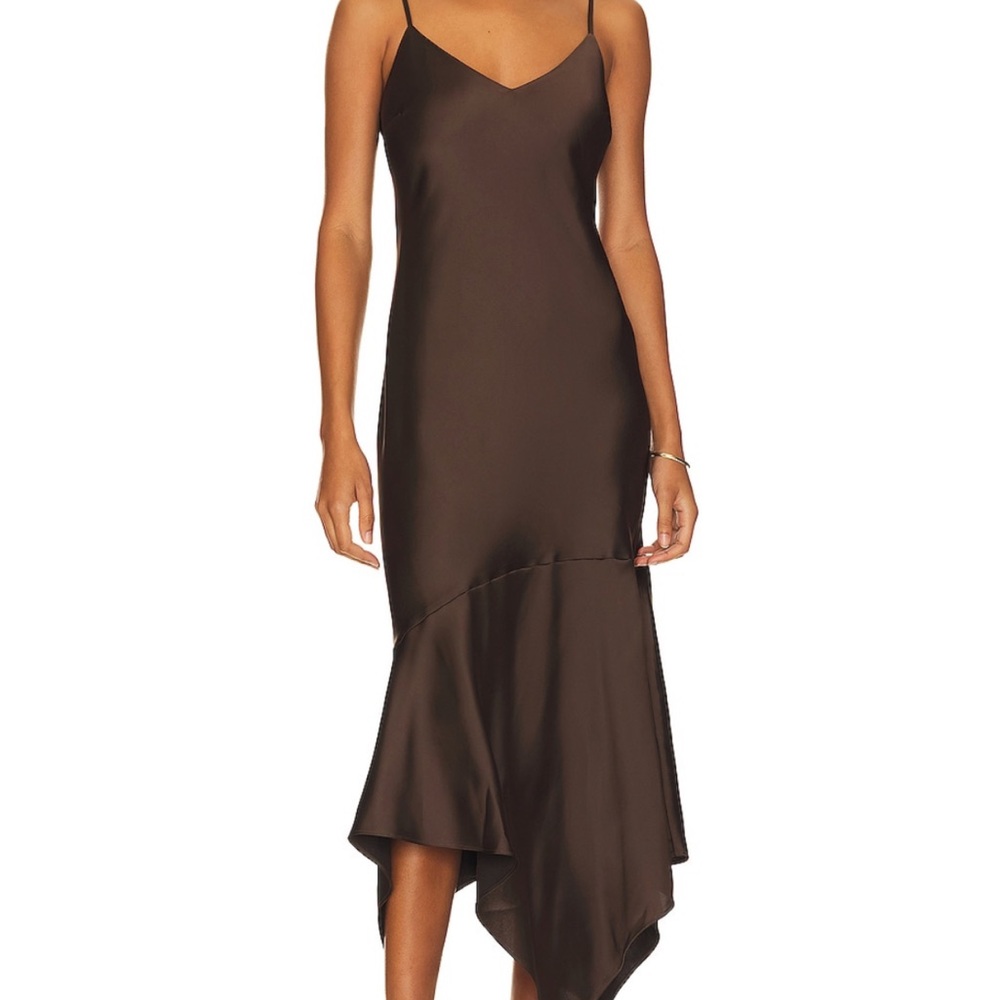 Brown satin maxi dress